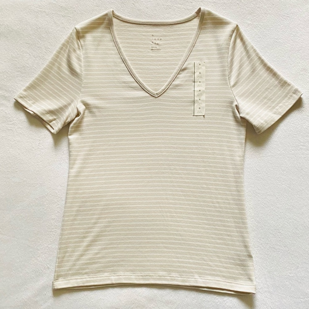 A New Day Striped Beige T Shirt